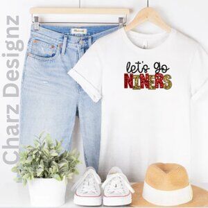 Let's Go Niners Faux Sequin/Glitter Tee (White/New)